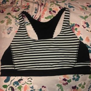 Lululemon sport bra mint and black stripped